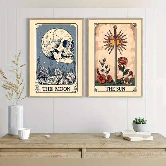 NEW 3 PIECE SET BOHO SUN MOON AND STARS WALL CANVIS DECOR - Picture 4 of 5